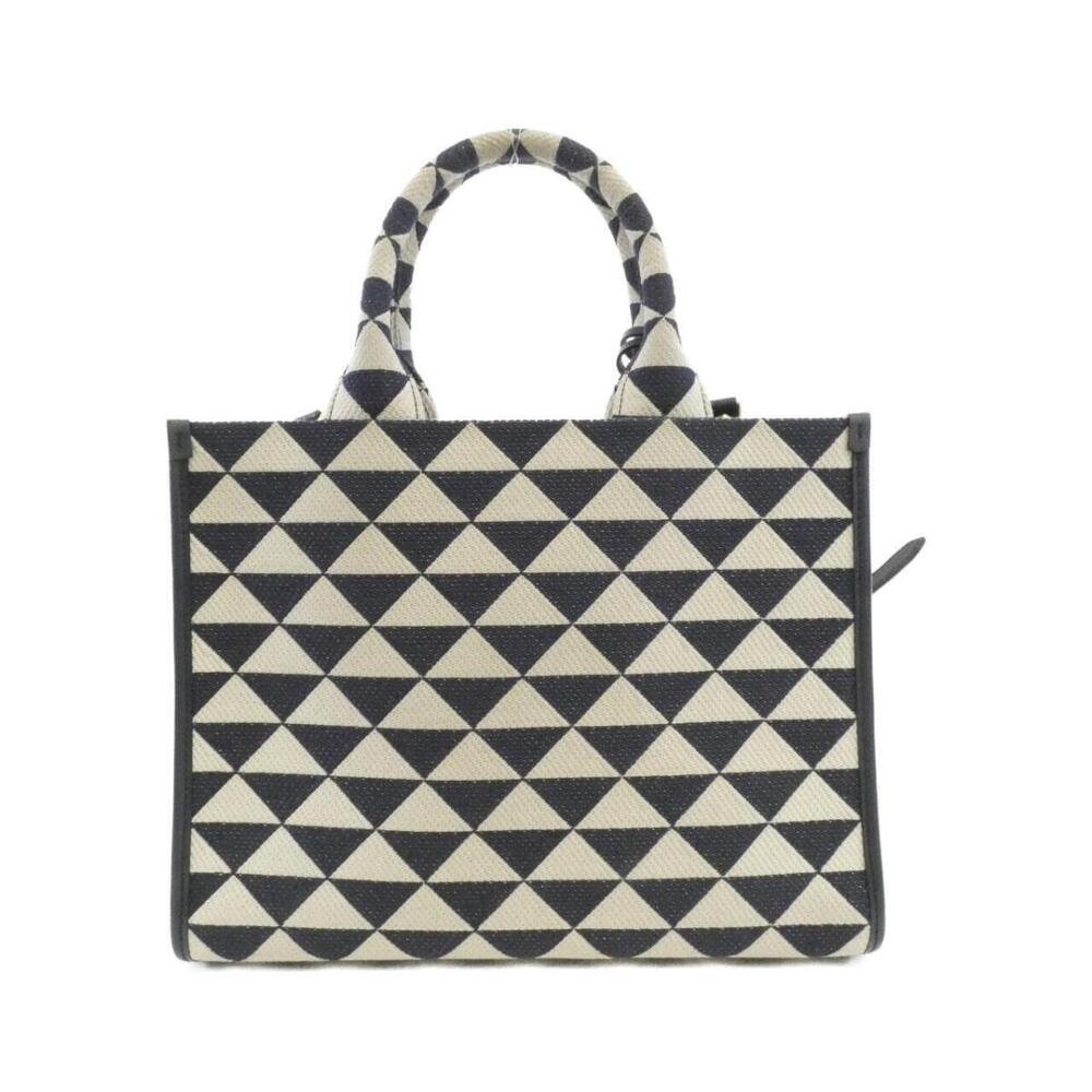 Prada Jacquard black geometric triangle beige Symbole Tote Black Tan